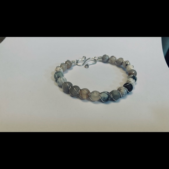 NWT Natural Agate Gemstone Wire Wrapped Bracelet - Picture 2 of 4